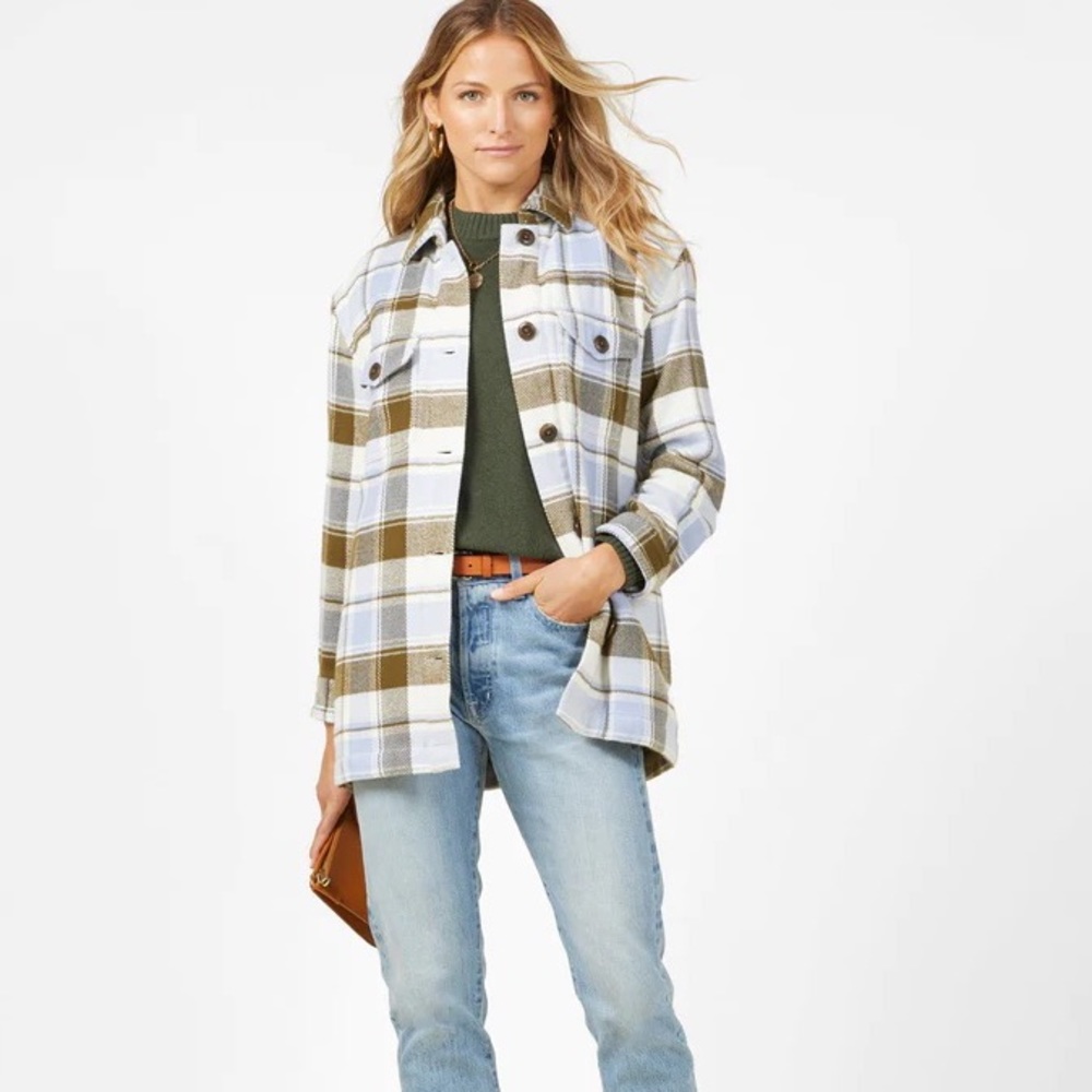OUTERKNOWN NWT Women's Blanket Shirt Jacket Agate Juneau Plaid XS ORGANIC COTTON